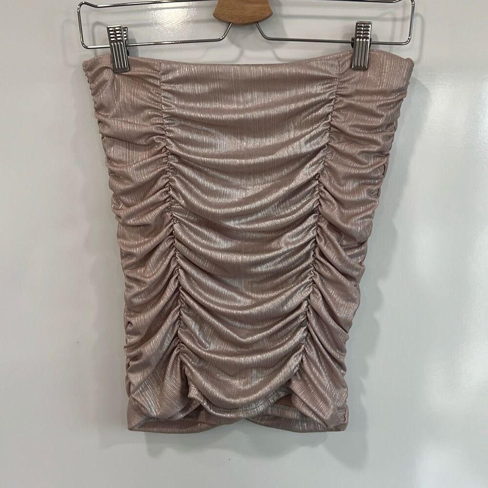 Iris Metallic Ruched Tube Top Rose Gold Medium